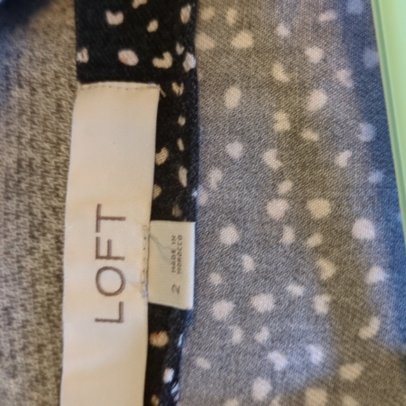 Loft Black/Cream V-Neck 80's Inspired Button Front Dress - Picture 3 of 5